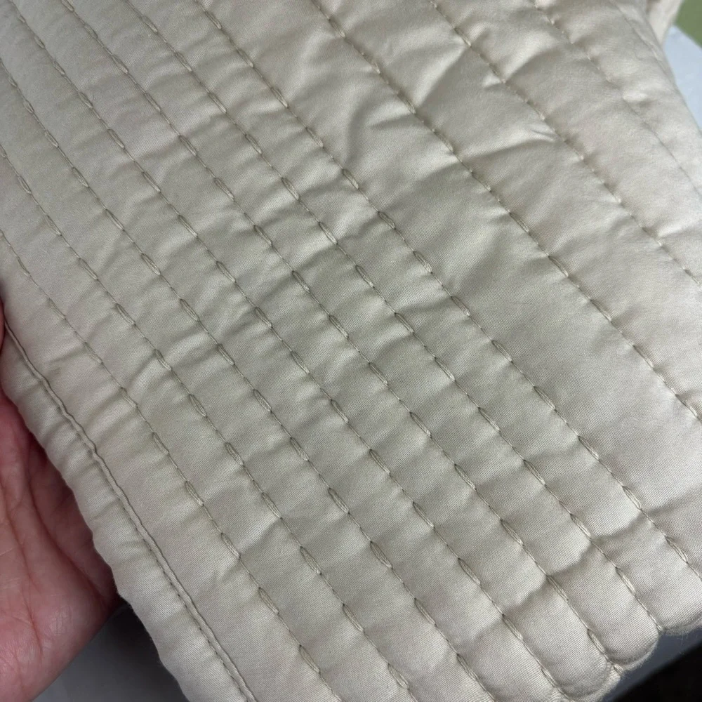 West Elm TENCEL pick stitch quilted bed sham pair(2)tan sand color